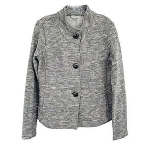 CABI Gray Heathered Button front Sweater Jacket